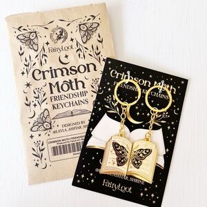 FairyLoot Gold Crimson Moth Book Keychain Friend Gift‎